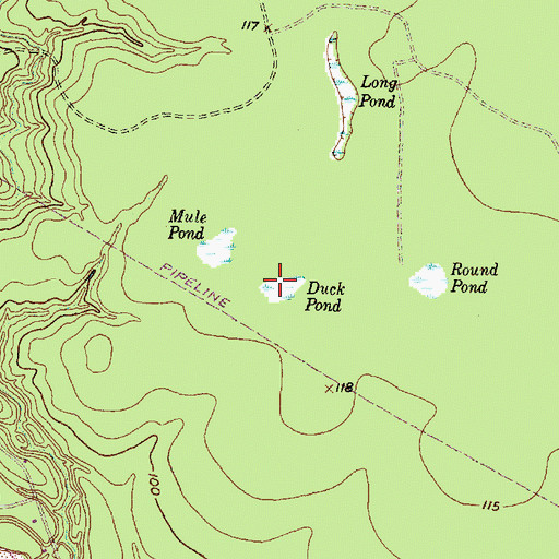 Topographic Map of Duck Pond, TX