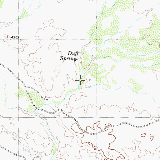Topographic Map of Duff Springs, TX