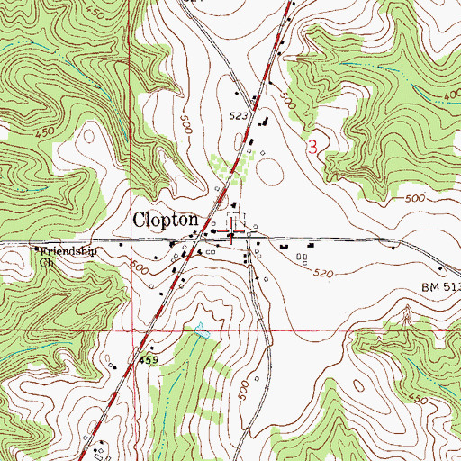 Topographic Map of Clopton United Methodist Church, AL