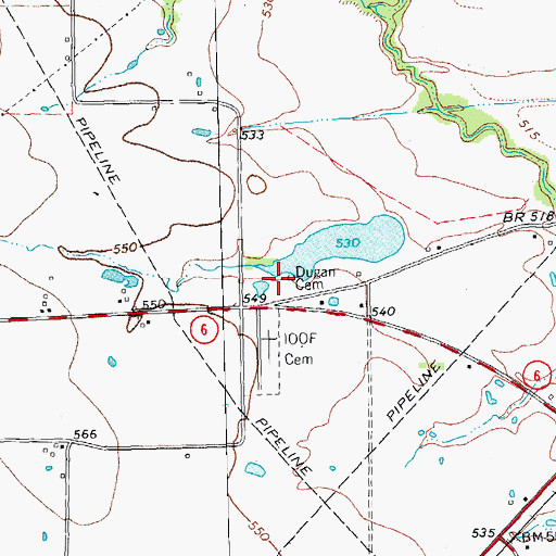 Topographic Map of Dugan Cemetery, TX