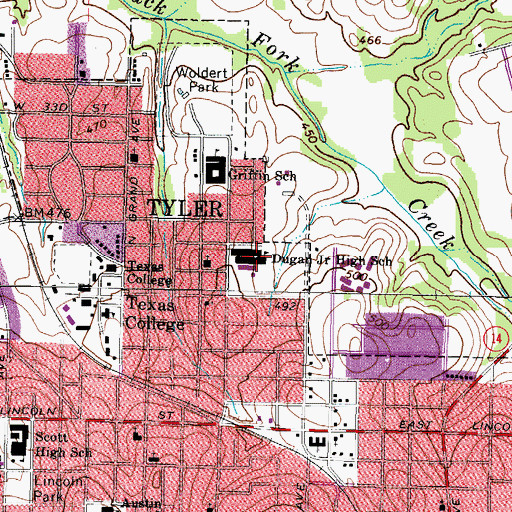 Topographic Map of Dugan Junior High School, TX