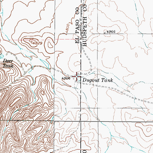 Topographic Map of Dugout Tank, TX