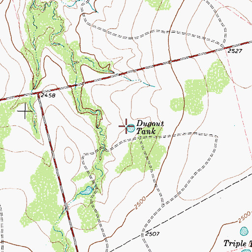 Topographic Map of Dugout Tank, TX
