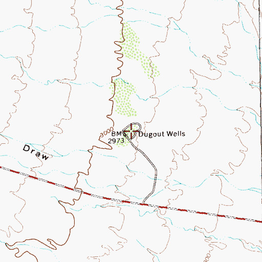 Topographic Map of Dugout Wells, TX