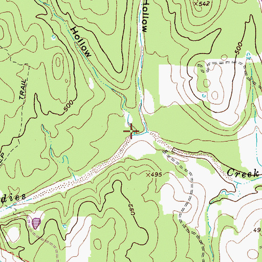 Topographic Map of Dukes Hollow, TX