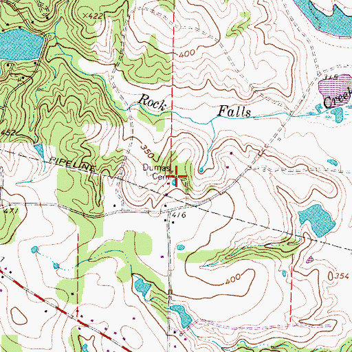 Topographic Map of Dumas Cemetery, TX