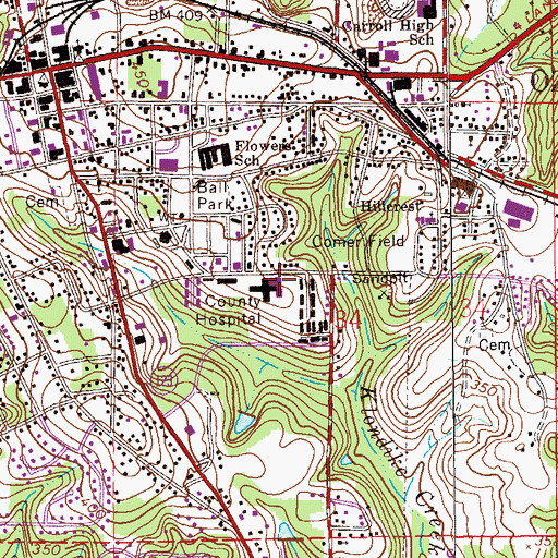 Topographic Map of Dale Medical Center, AL