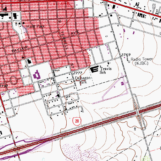 Topographic Map of Dunagan Park, TX