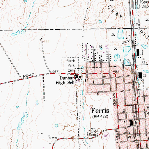 Topographic Map of Dunbar High School, TX