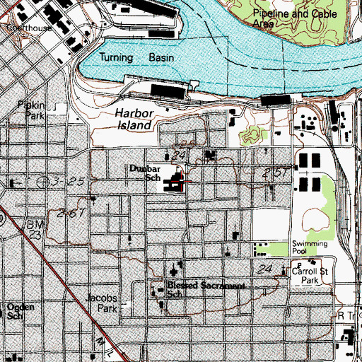 Topographic Map of Dunbar Junior High, TX