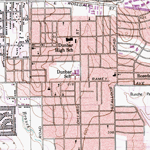 Topographic Map of Dunbar School, TX