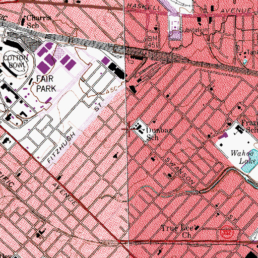 Topographic Map of Dunbar School, TX