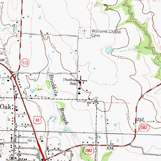 Topographic Map of Dunbar School, TX