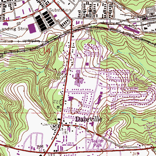 Topographic Map of Daleville High School, AL
