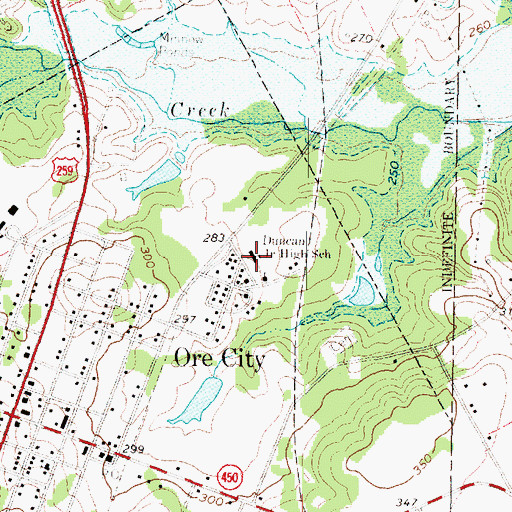 Topographic Map of Duncan Junior High School, TX