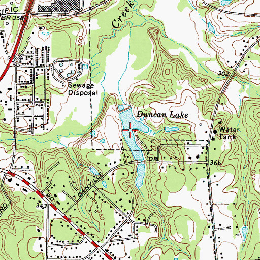 Topographic Map of Duncan Lake, TX