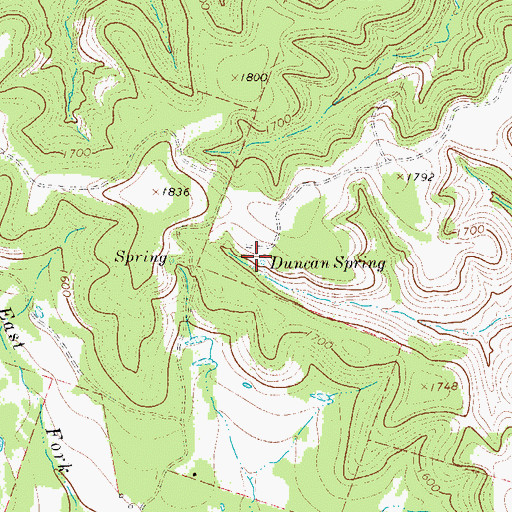 Topographic Map of Duncan Spring, TX