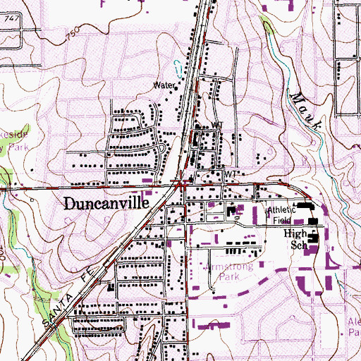 Topographic Map of Duncanville, TX