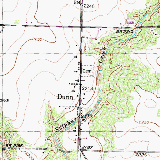 Topographic Map of Dunn, TX