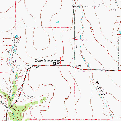 Topographic Map of Dunn Memorial Church, TX