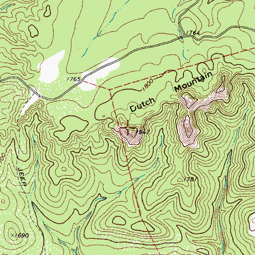 Topographic Map of Dutch Mountain, TX