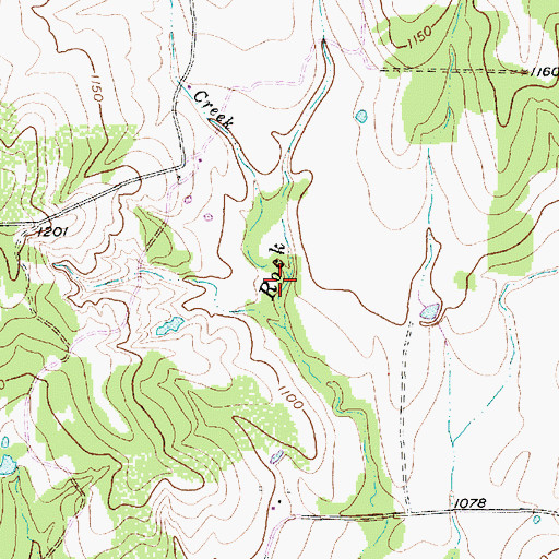 Topographic Map of Dyer Creek, TX