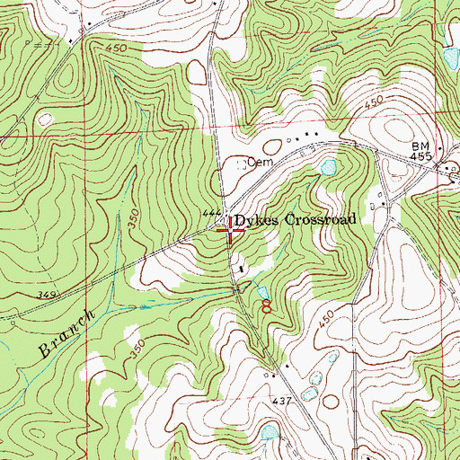 Topographic Map of Dikes School (historical), AL