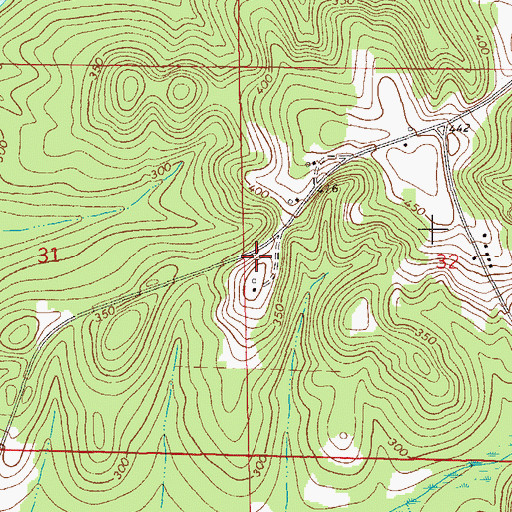 Topographic Map of Dykes Cemetery, AL