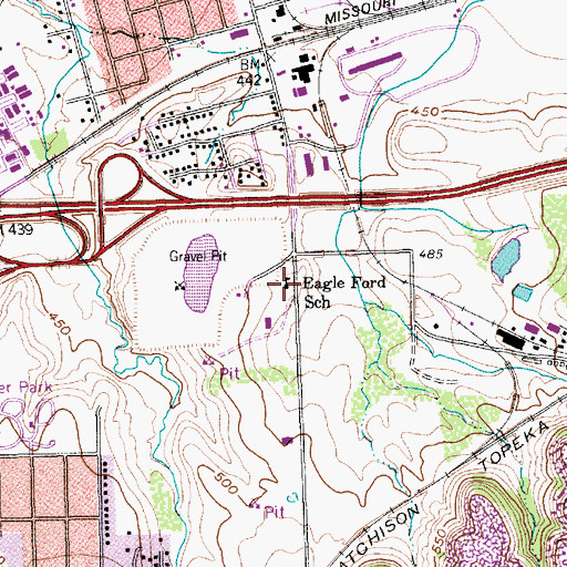 Topographic Map of Eagle Ford School, TX