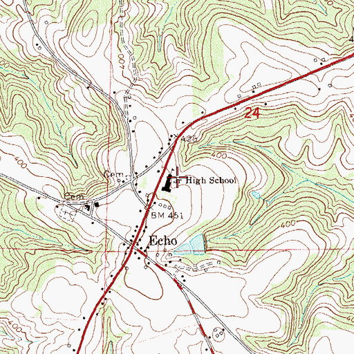 Topographic Map of Echo Junior High School, AL