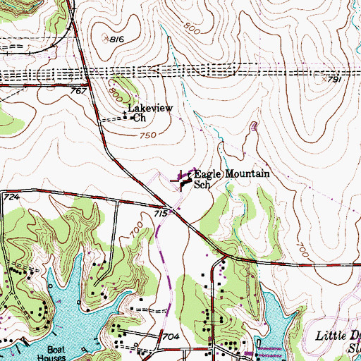 Topographic Map of Eagle Mountain School, TX