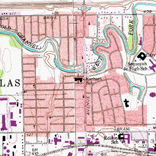 Topographic Map of Earhart School, TX