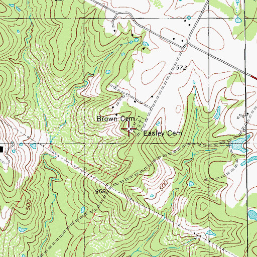 Topographic Map of Easley Cemetery, TX
