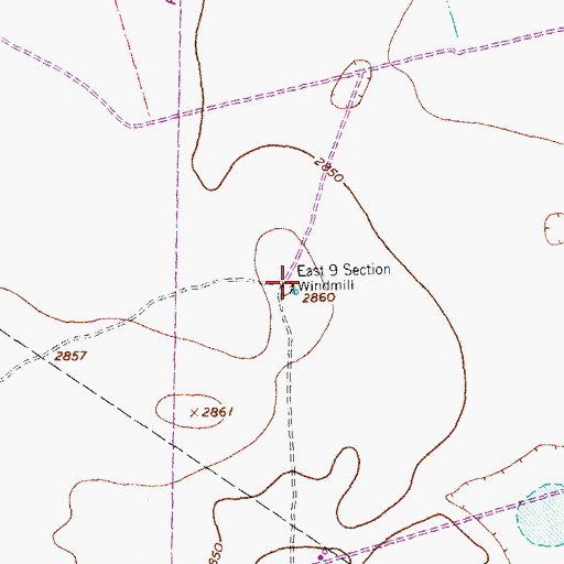 Topographic Map of East Nine Section Windmill, TX