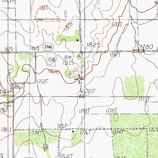 Topographic Map of East Bartlett Oil Field, TX