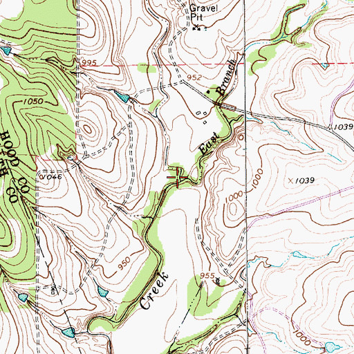 Topographic Map of East Branch Wolf Creek, TX