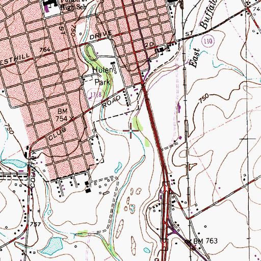 Topographic Map of East Buffalo Creek, TX
