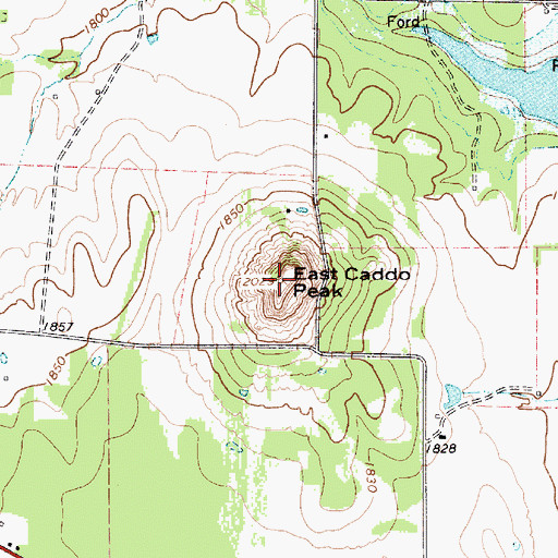 Topographic Map of East Caddo Peak, TX