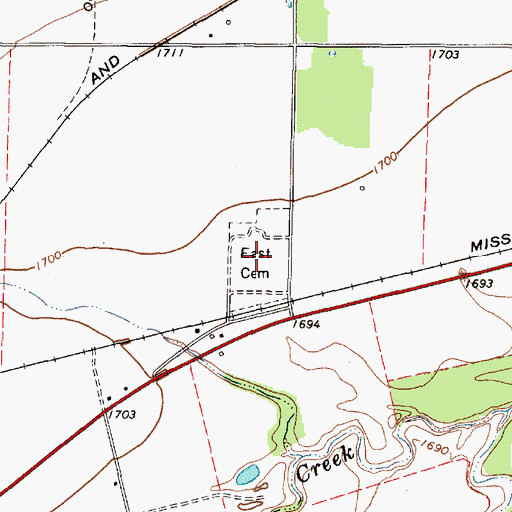 Topographic Map of East Cemetery, TX