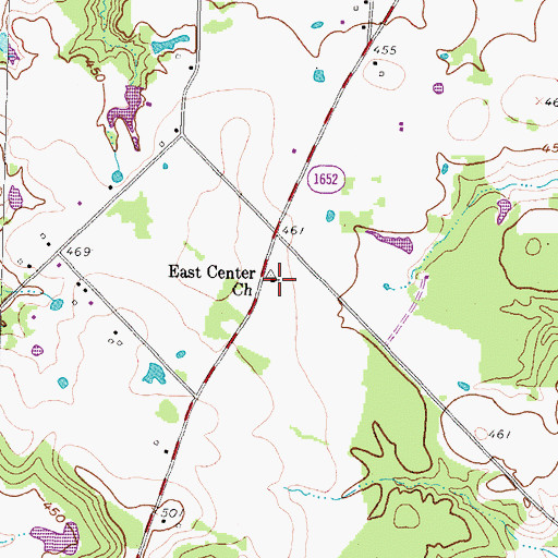 Topographic Map of East Center Church, TX