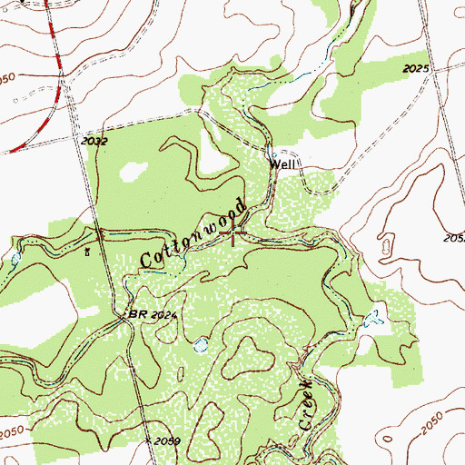 Topographic Map of East Cottonwood Creek, TX