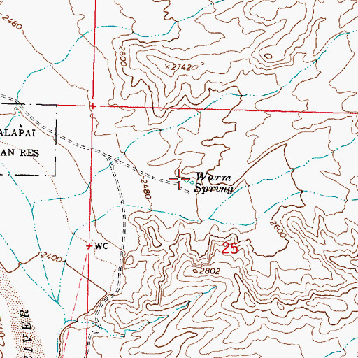 Topographic Map of Warm Spring, AZ