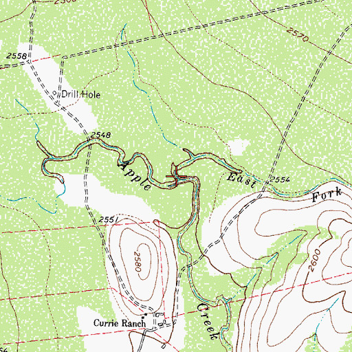 Topographic Map of East Fork Apple Creek, TX