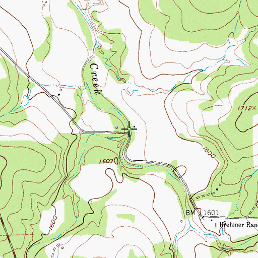 Topographic Map of East Fork Hunters Creek, TX