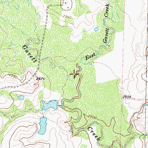 Topographic Map of East Gavett Creek, TX