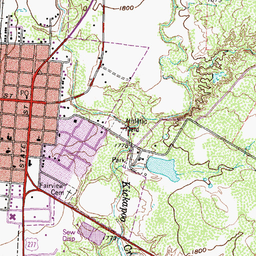 Topographic Map of East Kickapoo Creek, TX