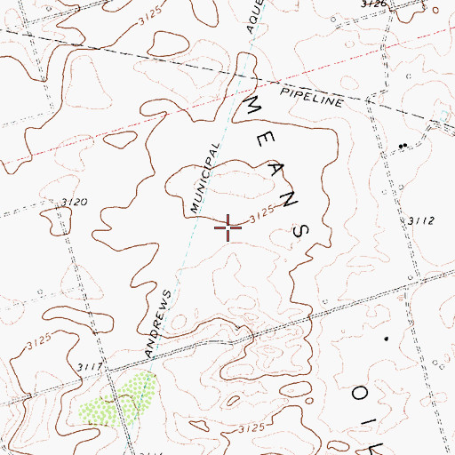 Topographic Map of East Means Oil Field, TX