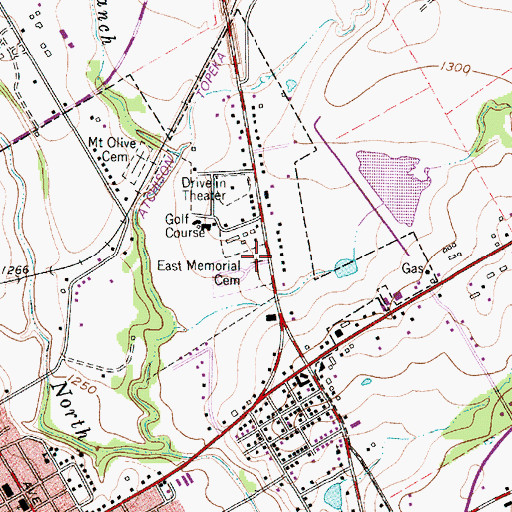 Topographic Map of East Memorial Cemetery, TX