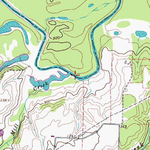 Topographic Map of East Mill Creek, TX