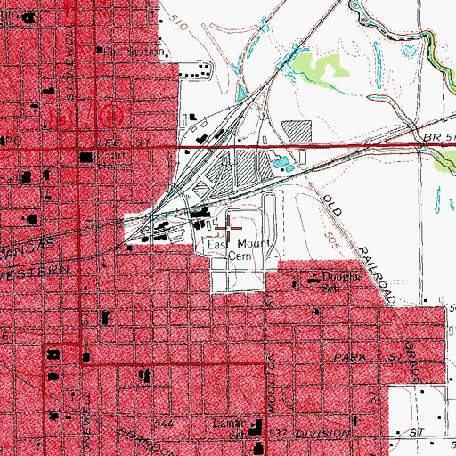 Topographic Map of East Mount Cemetery, TX